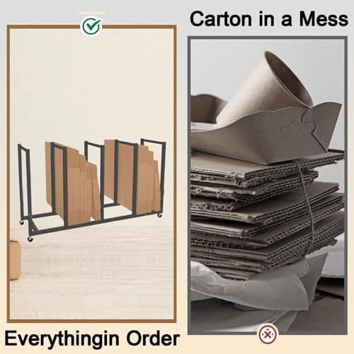 HDYZJQ Carton Storage Rack with Caster Wheels, Carbon Steel Organizer Stand/Utility Cart, for Cardboard/Panel/Packing Box, Portable Utility Cart(Hold 80-110 Pcs) — view 5