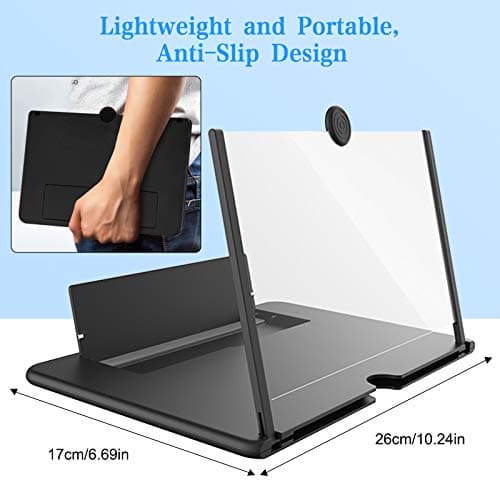 12 Inch Phone Screen Magnifier, HD Foldable Portable Screen Amplifier with Stand – 3X Magnification for Movies & Gaming, Universal Smartphone Viewer for Travel, No Battery Needed, Gift for Men Dad — view 5