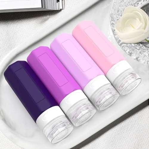 Redfly 4 Pack Silicone Travel Bottles for Toiletries, Purple, 100ml — view 6