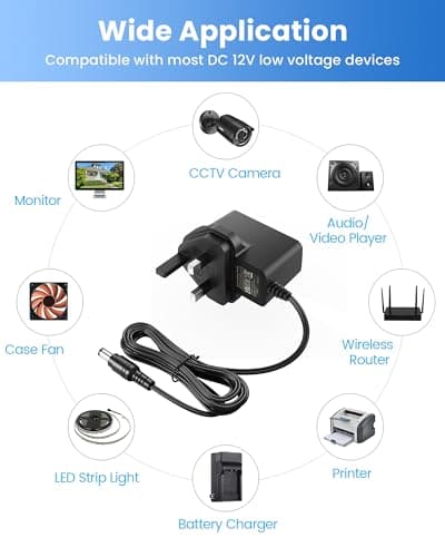 ZOSI 12V 2A 2000MA CCTV System Power Supply Adapter, UK Plug — view 3
