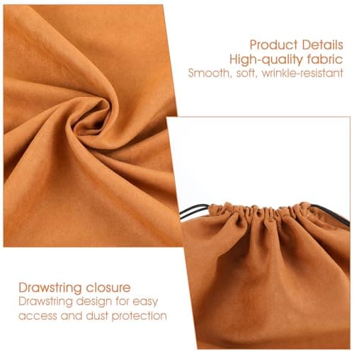 2 Pack Dust Bags for Handbags 2 Sizes Velvet Handbag Dustbag Premium Suede Dust Cover Storage Bags with Drawstring Dustproof Pouch for Handbag Storage Flannel Purse Bag for Travel Home Use (Brown) — view 3