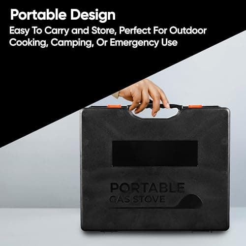 Aspect Camping Stove Portable With 4 Gas Camp Kitchen Equipment Single Burner Maximum Energy Output 2.5 Kilowatts Outdoor/Indoor - Automatic Ignition & Heat Control - Cooking Grill,Picnics,BBQ -Black — view 4
