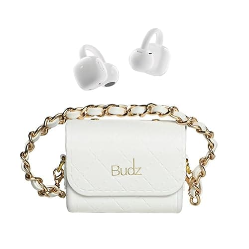 BUDZ Wireless Earbuds with Gift Box for Women, Bluetooth 5.4 Headphones with leather bag, Hi-Fi Dual-Magnetic Diaphragm Earphone, 36H Battery, ANC, 360° Spatial Immersion (Pearl White)