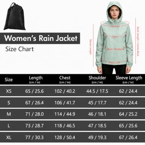 Innfttwo Lightweight Rain Jackets Womens ladies Waterproof Jackets with Hood Packable Raincoat Women for Running Cycling Hiking (UK, Alpha, S, Regular, Regular, Green) — view 2