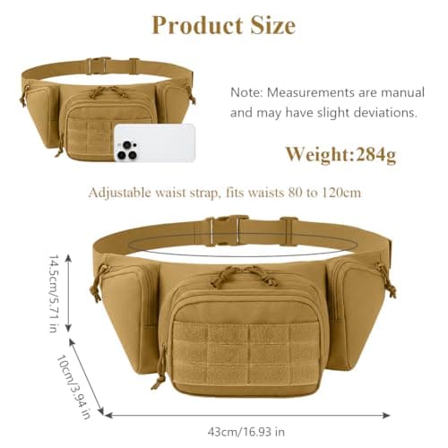 Adiwo Bumbag Waist Bag, Tactical Waist Bag with Multi-Pockets — view 2