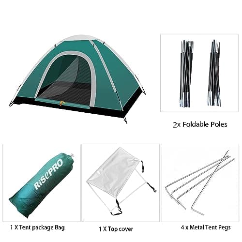 RISEPRO Portable Camping Tent, 2 Person Lightweight Tent, Waterproof Windproof, UV Protection, Perfect for Beach, Outdoor, traveling, hiking, camping, hunting, fishing, etc DC — view 5