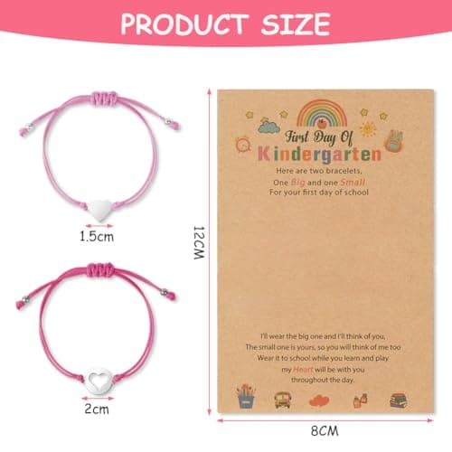 AUAUY 2PCS Back to School Bracelet, Heart Friendship Bracelets for Girls — view 2