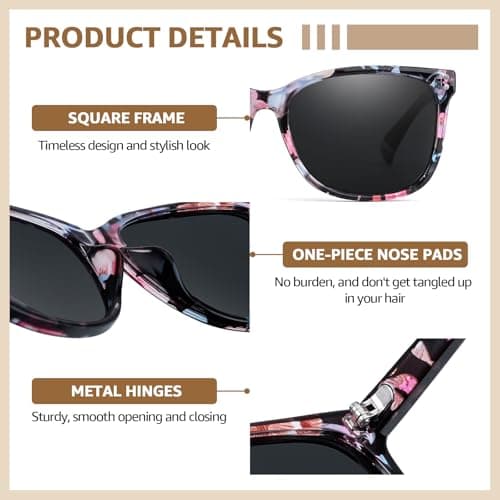 TJUTR Polarised Sunglasses for Women, Retro Oversized Square Sun Glasses — view 5