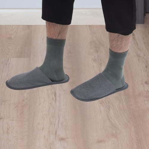 Healvian Disposable Hotel Slippers Portable Folding Spa Slippers Non-Slip Home Indoor Slippers for Travel Airline Salon Short Term Stay 10 Pairs — view 3