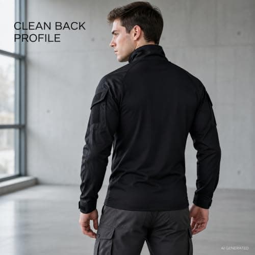 Men's Tactical Shirt Quarter Zip Camo Sleeves for Outdoor Training (E,S) — view 5