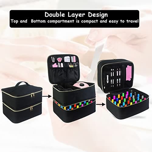 Nail Polish Organiser, Double Layer Travel Nail Storage Organiser (Black) — view 5