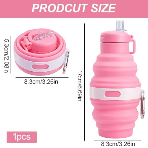 KxrTpx Folding Water Bottle Design, Silicone Water Bottle with Collapsible Feature, Compact 17 by 8.3 cm Size for Portable Hydration — view 2
