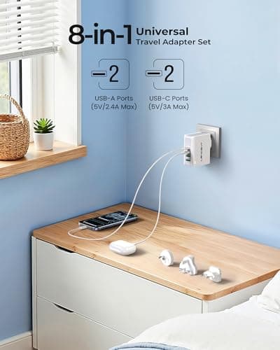 Lencent 4 Port USB Charger Plug, Worldwide Travel Adapter, 2 USB-C 2 USB-A — view 2