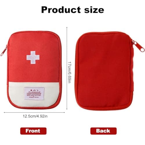 EQLEF Travel First Aid Kit First Aid Bag Empty Mini Medicine Storage Bag First Aid Pouch Small Medical Bag for Car Hiking Camping Outdoor Activities (Red,Yellow) — view 6