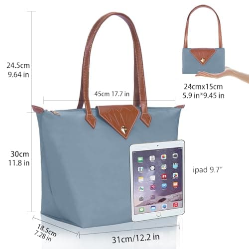 Tote Bags for Women Stylish Waterproof Nylon Ladies Shoulder Bag Top Handle Handbag Folding Beach Travel Bag for Work,Shopping, School — view 4