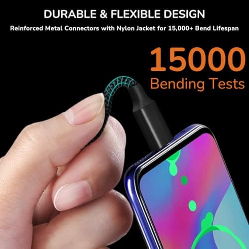 pluX USB A to USB C Cable 0.25m - Short 3A Fast Charging Lead with 480Mbps Data Sync, Portable Power Bank Cable for Samsung Galaxy S21 S20, Z Flip, Pixel, iPad Mini, Android Auto, Black (25cm) — view 6