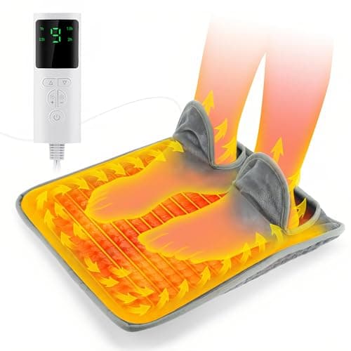 Electric Foot Warmer, 9 Heat Temp Settings, 4 Timer, Machine Washable Heated Feet Warmer, Winter Warm Fast Heating Foot Pad for Men Women, Heated Mat for Foot, Back, Lumbar and Full Body, 2.3m Cable