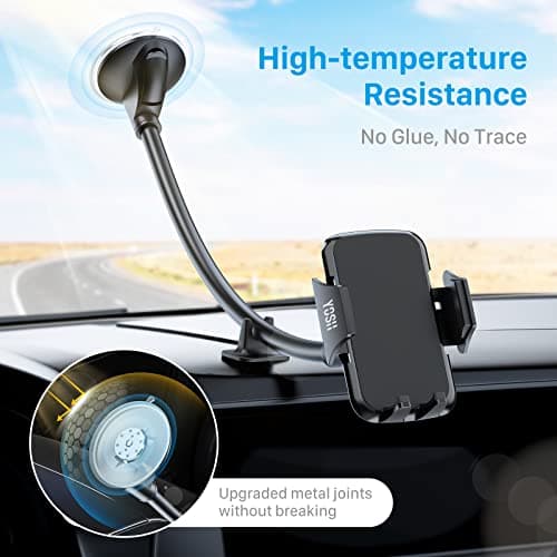 YOSH Windscreen Car Phone Holder, Windshield Phone Mount with Gooseneck — view 2