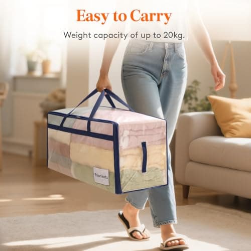 Lifewit 6 Pack Large Moving Bags with Lids and Sturdy Handles, 90L Heavy Duty Packing Organizers for Moving House, Clothes Bedding Blanket Comforter Toys Storage Bags, Transparent — view 5