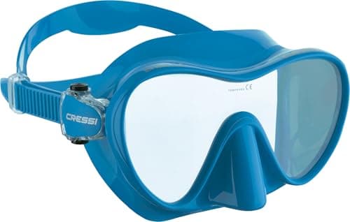 Cressi F1 Frameless Diving Mask - Anti-Fog Tempered Glass Snorkel Mask - Silicone Skirt for Secure Scuba Fit - Adjustable Buckles for Diving & Snorkelling - Blue - One Size — view 2
