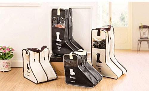 Portable 2 Pair Boot Storage Bags Dust Proof Shoe Bags,Zippered Tall Boots Organizer Protector Bag for Home and Travel (black) — view 5