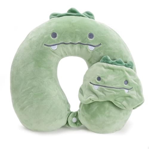 Elovara Soft U Shaped Airplane Pillow for Travel with Cute Sleep Eye Mask
