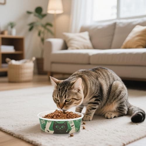 SOUJOY 40 Pcs Disposable Cat Food Bowls, 16 oz Paper Travel Pet Feeding Bowls, Cute Print Design Food Dishes for Small Dog Puppy, Suitable for Dry and Wet Food or Water — view 6