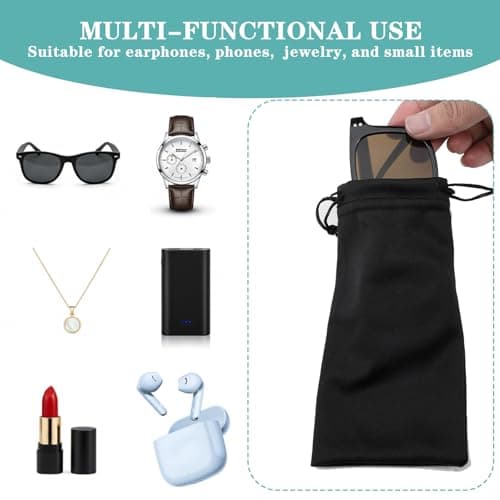 Quilax 12 Pcs Soft Sunglasses Pouch with Drawstring，Microfiber Sunglasses Bag, Cell Phone Storage Pouches Bag for Travel, Home and Office Organization — view 6