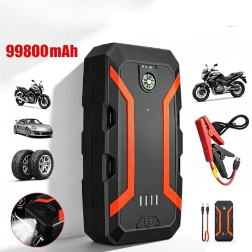 VORACIS 9000A Car Jump Starter 12V Battery Booster | Portable Car Battery Jump Starter Power Pack | USB Fast Charger | LED Light | Smart Jump Leads | Carry Case & Charging Cable — view 6