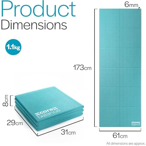 Core Balance Foldable Travel Yoga Mat, Teal — view 6