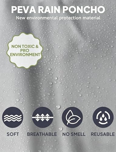 JXJIUA 2 Pack Rain Ponchos for Men/Women Waterproof Reusable Emergency Raincoats with Hoodand Drawstring -Lightweight Ponchos Gray — view 4