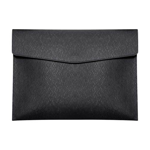 Skyzone A4 Document Folder Wallet, PU Leather Travel Document Holder Organizer, Waterproof File Folder with Snap Closure, Multifunctional File Envelope Portfolio Storage Case (Black)