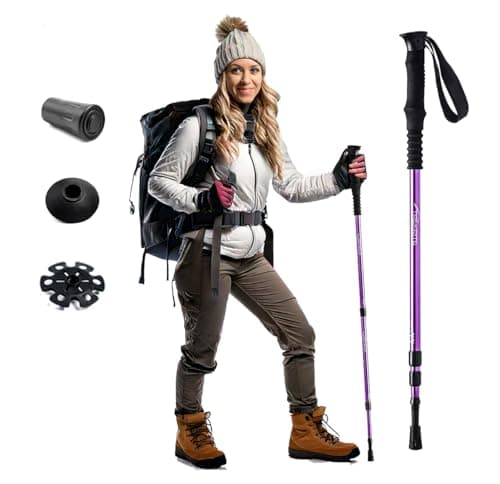 One Trekrite Womens Adjustable Anti Shock Hiking Stick/Walking Pole - Purple