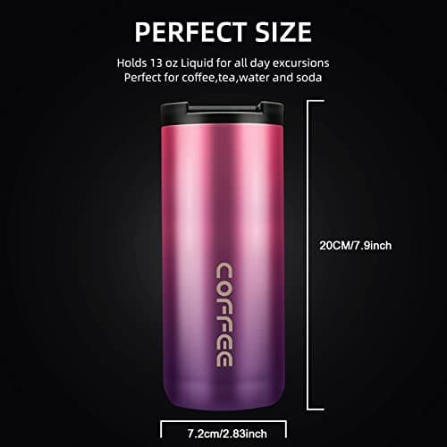 Travel Mug, Double Walled Coffee Cup 550ml Vacuum Insulation Stainless Steel with Leakproof Lid Eco-Friendly, for Hot and Cold Water Coffee and Tea — view 3