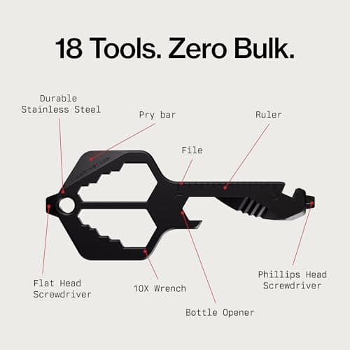 KeySmart Multitool Pro - 18-in-1 Multifunction Key Shaped Tool Pocket Multi-Tool Key Chain Bottle Opener Keychain, Key Multitool Keychain for Men Gift, EDC Gear Keychain, Black, 3 Pack — view 2