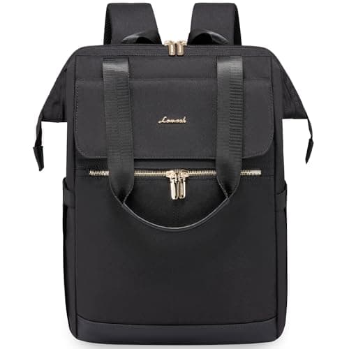 LOVEVOOK 18 Inch Backpack Womens, Large Laptop Rucksack Bag for Ladies, Daypacks for Office Teacher Nurse, Fashion School Bags for Work University Travel, Black