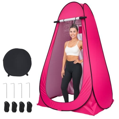 BREEZENEST Pop Up Tent | Toilet Tent for Camping Portable Privacy Shelter | Shower Tent for Outdoor Changing, Beach, Fishing | Instant Pop Up Toilet & Changing Room (Pink)
