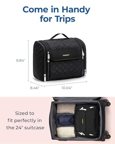 bagsmart Hanging Toiletry Bag for Womens, Large Makeup Bag Travel Wash Bag — view 5