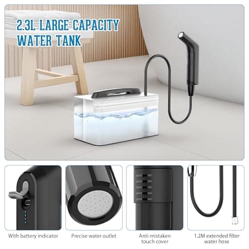 Portable Bidet,Electric Rechargeable Handheld Bidet Sprayer for Toilet — view 3