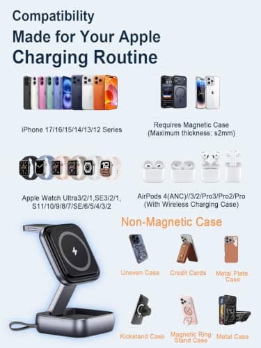 Wireless Charging Station for Apple Devices,Magnetic Travel Charger — view 6