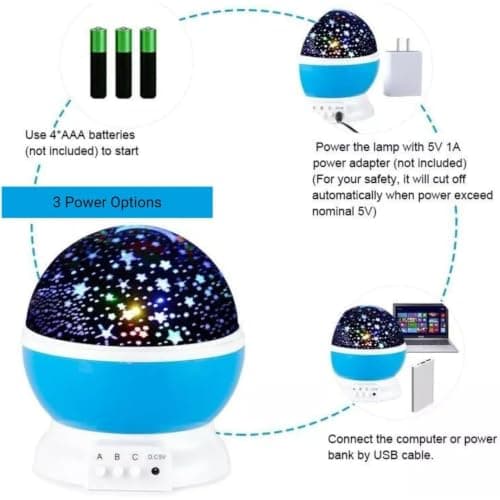VORACIS Rotating Galaxy Star Projector Night Light for Kids Bedroom, 360° Star Sky & Moon LED Lamp, 8 Colour Light Modes, USB & Battery Powered, Portable Nursery Bedside Sleep Light, Pink — view 6
