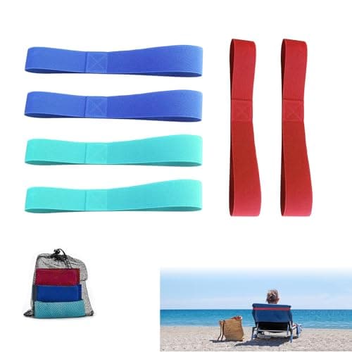BORISCA 6 Pcs Beach Towel Bands, 3.8x40cm Towel Bands for Sun Loungers with Storage Bag, Elastic Towel Craber for Beach Chair, Towel Bands for Beach, Pool, Cruise Chairs (6 pcs)