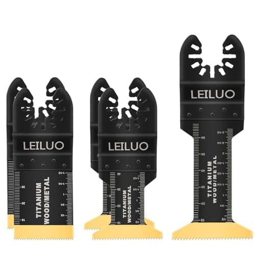 LEILUO 5 Pcs Titanium Oscillating Tool Blades, Multitool Blades Metal Cuts