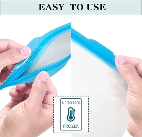 10 Pack Reusable Silicone Food Storage Bags - 3 Sizes BPA-Free Leakproof Ziplock Bags | Freezer & Dishwasher Safe for Sandwich Snack Liquid Fruit Lunch | UK Stock — view 4