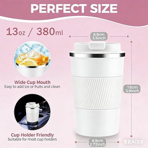 KANGSIT Insulated Travel Mug with Leakproof Lid, 380ml — view 3