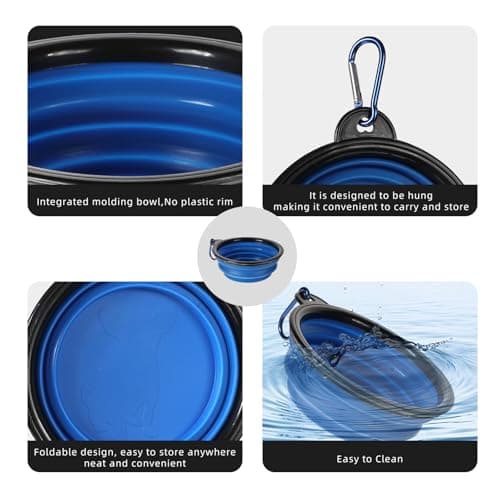 2pcs Collapsible Dog Bowl Portable Dog Bowls Puppy Water Bowl for Dogs Cats Travel Foldable Dog Bowl with Carabiners Folding Pet Water Bowl for Camping Travelling Hiking 350ml — view 4