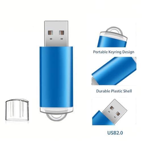 jiqichimao 5 Pack 8GB Blue Plastic USB Flash Drive, USB 2.0 usb drive — view 6