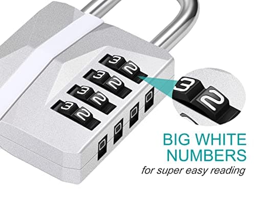 ZHEGE Locker Padlocks with Code, 4 Digit Combination Padlock (1P, Silver) — view 3