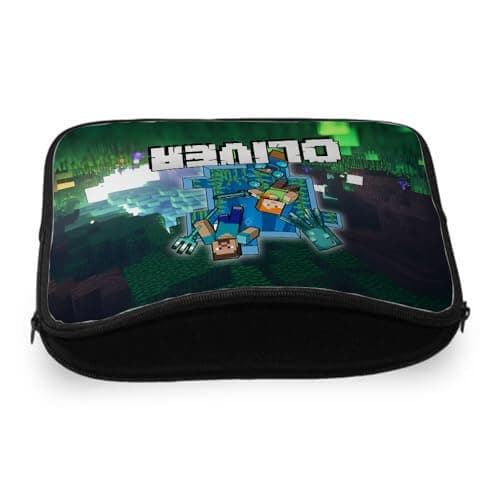 Personalised ANY NAME Cool Pixel Art, Video Gamer Lover, Gaming Enthusiast, Gift for Kids, Back to School, Laptop Sleeve/Cover. (14") — view 3