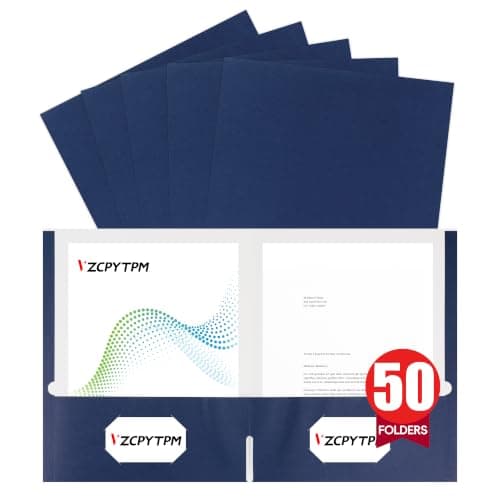50 Packs Navy Blue Two Pocket Folders,File Folder Letter Size,8.5x11Inches File Folders for Office,School and Home,Organizer File Folder